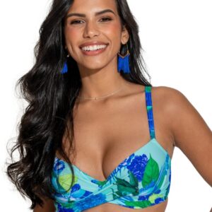 Pour Moi Free Spirit Bikini Top Twist Front Padded Womens Swimwear 13208R