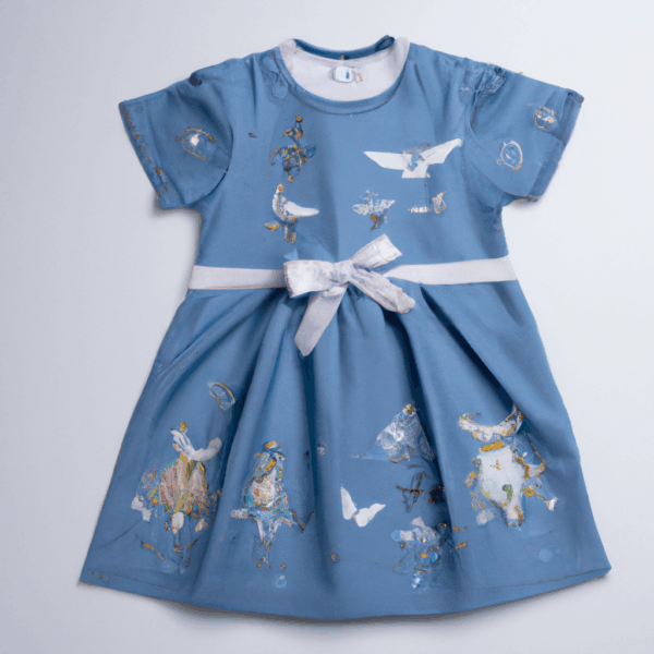 Product Title: "Ocean Breeze Blue Patterned Children's Dress" - Image 2