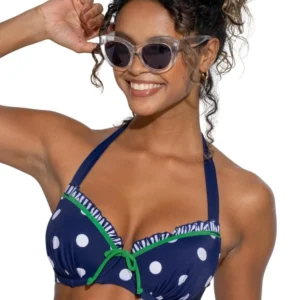 Pour Moi Beach House Bikini Top Halterneck Style Pretty Womens Swimwear 28200