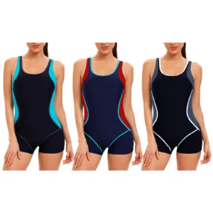 Womens Swimwear Fitness Jumpsuit Sleeveless Swimsuit Color Block Patchwork Sexy