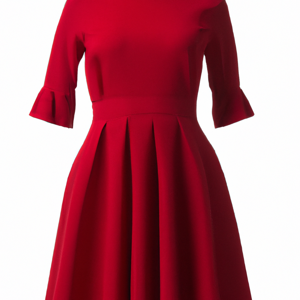 "Scarlet Pleated Elegance Women's Dress"