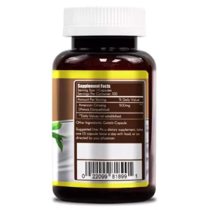 Pure American Ginseng Capsules 500mg 100 Capsules