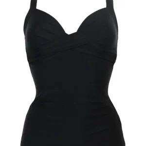 Pour Moi Space Twist Front Plunge Tankini Top Womens Swimwear 36055 Black