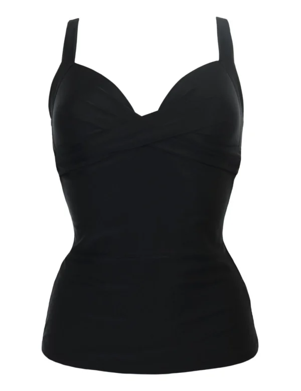 Pour Moi Space Twist Front Plunge Tankini Top Womens Swimwear 36055 Black
