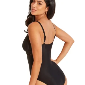 Pour Moi Tummy Control Swimsuit Slimming Mesh Detail Womens Swimwear 25611