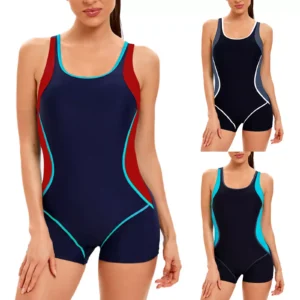 Womens Swimwear One-piece Swimsuit Stretch Jumpsuit Boyshorts Surfing Wear Sexy