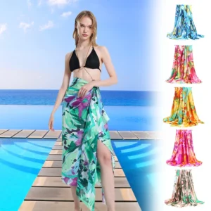 Womens Swimwear Bikini Cover Up Sheer Beach Wrap Skirt Sarong Long Maxi Dress