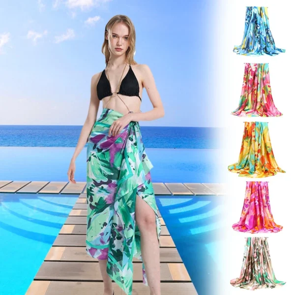 Womens Swimwear Bikini Cover Up Sheer Beach Wrap Skirt Sarong Long Maxi Dress