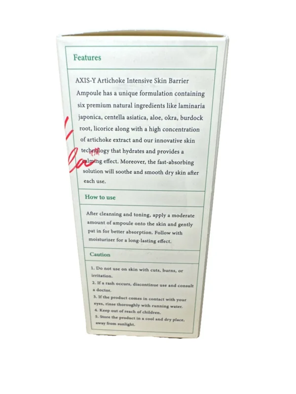 2x Axis Y Artichoke Intensive Skin Barrier Ampoule 1.01 Oz Exp 05/2026