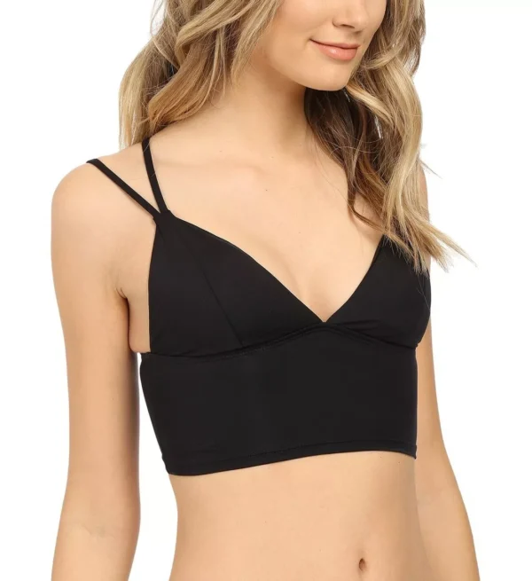 Vitamin A Womens Swimwear Vista Strappy Solid Black Bustier Top Size 4 XS