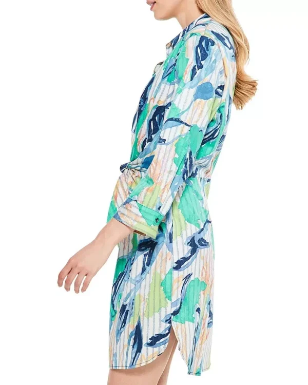NIC+ZOE Scribble Vines Dress Green Multi L71224 Womens Clothing Size XS