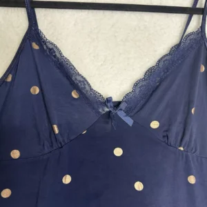Womens Clothing & Co Slip Dress Size 14-16 Navy Blue Gold Spot Stretch Nightie