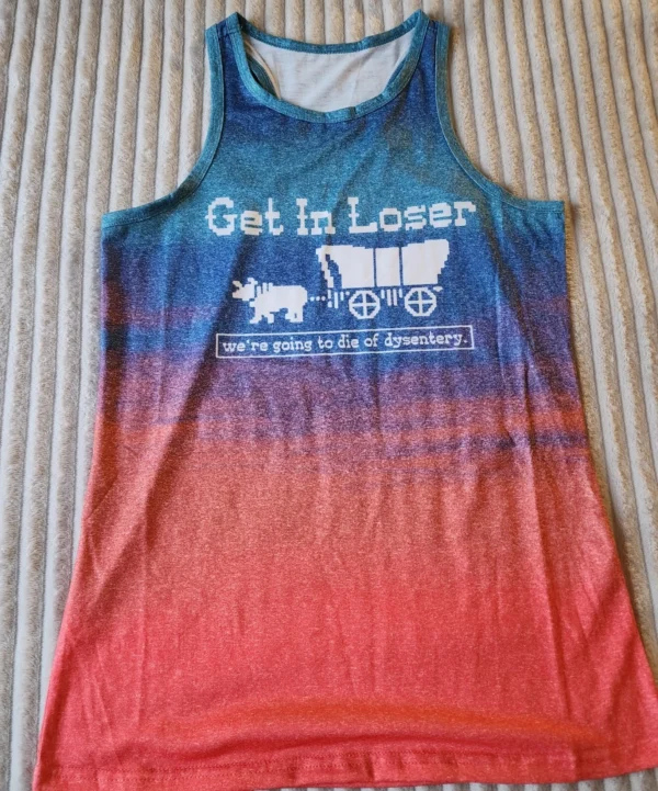 Womens Clothing Tank Top Small Orgen Trail Get In Loser Funny