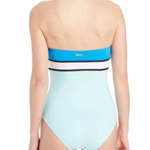 Vince Camuto Womens Swimwear Color Blocked Bandeau Multi Color One Piece Size 14