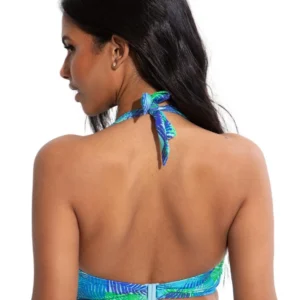 Pour Moi Aruba Halter Bikini Top Underwired Womens Swimwear 31366 Aqua Palm