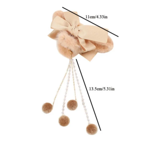 Plush Claw Bow Tassel Womens Accessories Cute Hair Clip Winter Pearls Crab Clip